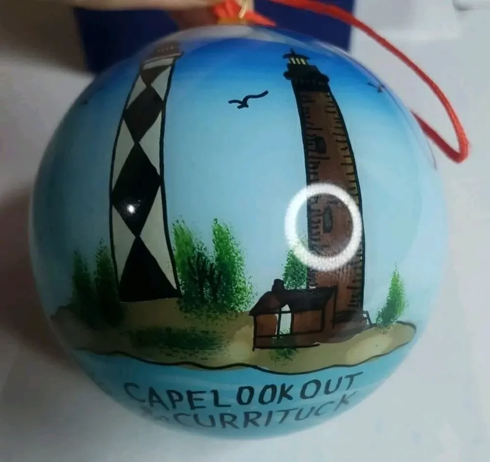 Hand painted Outer Banks NC North Carolina Lighthouses Christmas Ornament 1998